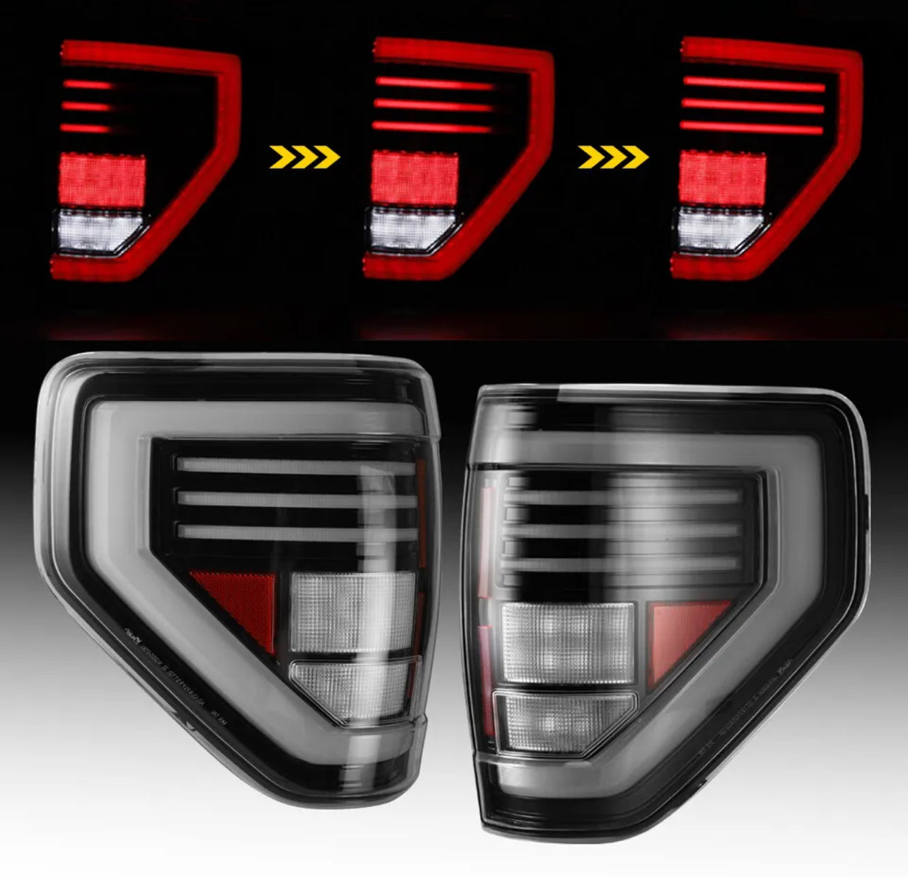 2009-14 Ford F150 Sequential Led Tail Lights With Clear Lenses