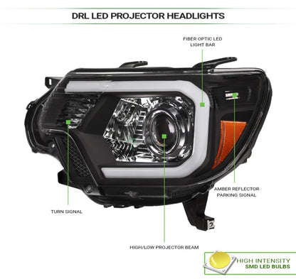 12-15 Tacoma DRL Tube LED Headlights